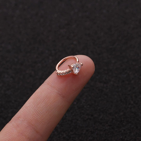 Wholesale Trendy Women's Exotic Metal Heartshaped Copper Inlaid Zircon Nose Ring Puncture Jewelry