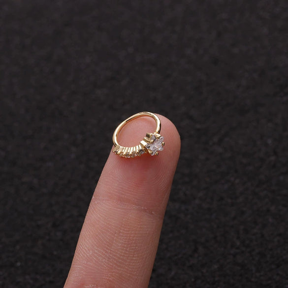 Wholesale Trendy Women's Exotic Metal Heartshaped Copper Inlaid Zircon Nose Ring Puncture Jewelry