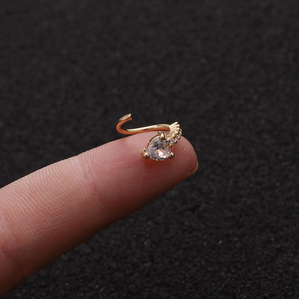 Wholesale Trendy Women's Exotic Metal Heartshaped Copper Inlaid Zircon Nose Ring Puncture Jewelry