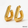 Wholesale Triangle Geometric Metal Hollow Stainless Steel Earrings With Pvd Vacuum Electroplating