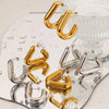 Wholesale Triangle Geometric Metal Hollow Stainless Steel Earrings With Pvd Vacuum Electroplating