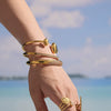 Wholesale Triangular Texture Hollow Elastic Bracelet Stainless Steel Material Plated With Real Gold