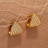 Wholesale Triangular Zircon Starry Stainless Steel Earrings With Electroplating For Women