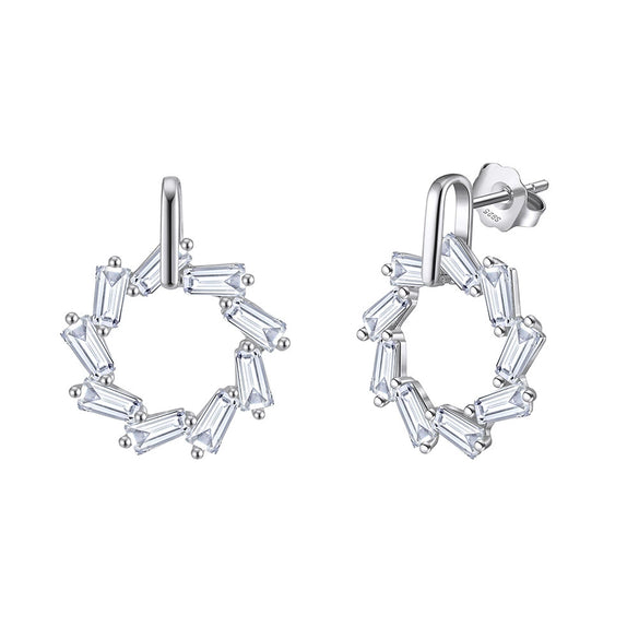Wholesale Trinkets Rotating Ring Diamond Earrings Silver 925 Silver Geometric Electroplated K Plated Gold Rhinestone Unisex