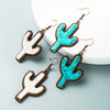 Wholesale Turquoise Cactus Flower Personality Exaggerated Women's Earrings