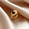 Wholesale Turquoise Geometric Style Opening Ring With Electroplating Treatment For Women