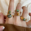 Wholesale Turquoise Geometric Style Opening Ring With Electroplating Treatment For Women