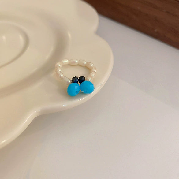 Wholesale Turquoise Geometric Style Opening Ring With Electroplating Treatment For Women