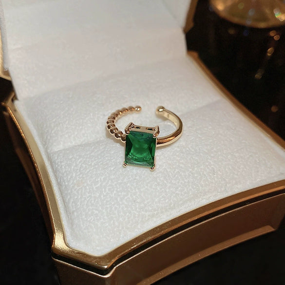 Wholesale Turquoise Geometric Style Opening Ring With Electroplating Treatment For Women
