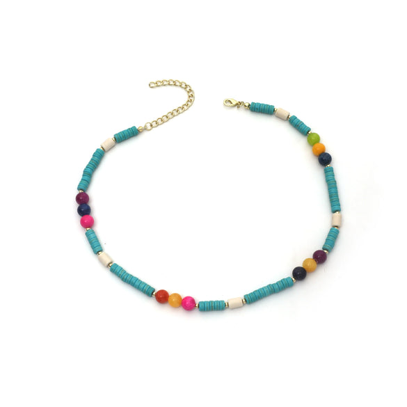 Wholesale Turquoise Geometric Vintage Necklace For Women With Box Chain And Electroplating Treatment