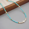 Wholesale Turquoise Handmade Geometric Baroque Pearl Necklace And Bracelet For Women