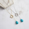 Wholesale Turquoise Jewelry Fourleaf Clover Geometric Retro Pendant 925 Sterling Silver Necklace With Electroplating For Women