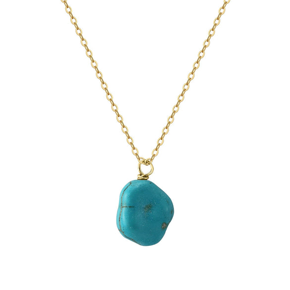 Wholesale Turquoise Jewelry Geometric Shaped Pendant Retro Unique Electroplated Necklace For Women
