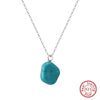 Wholesale Turquoise Jewelry Geometric Shaped Pendant Retro Unique Electroplated Necklace For Women