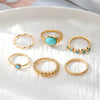 Wholesale Turquoise Retro Geometric Inlay Ladies Ring