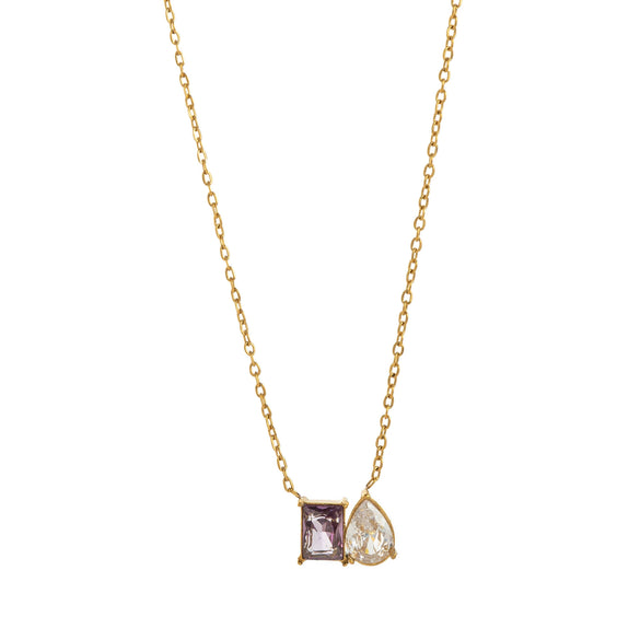Wholesale Twelve Birthstone Horse Eye Pendant Titanium Steel Necklace Geometric Minimalist Style Electroplating