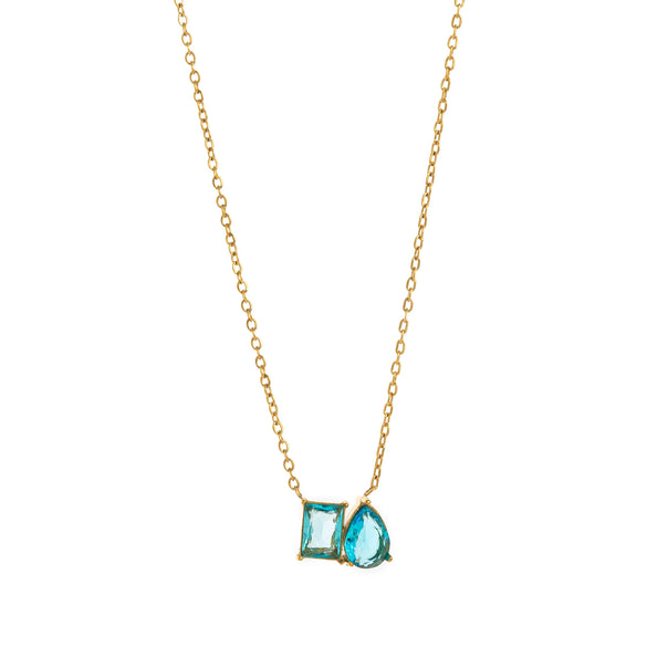 Wholesale Twelve Birthstone Marquise Pendant Necklace Titanium Steel Geometric Minimalist Electroplated
