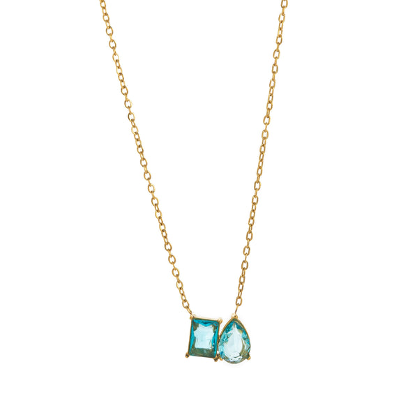 Wholesale Twelve Birthstone Marquise Pendant Necklace Titanium Steel Geometric Minimalist Electroplated