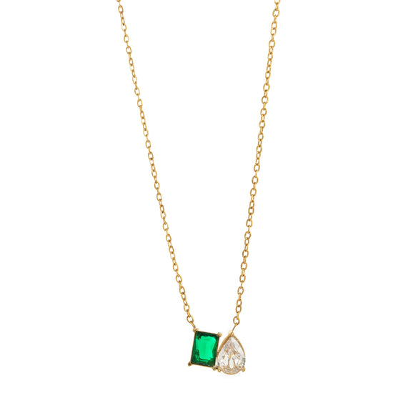 Wholesale Twelve Birthstone Marquise Pendant Necklace Titanium Steel Geometric Minimalist Electroplated