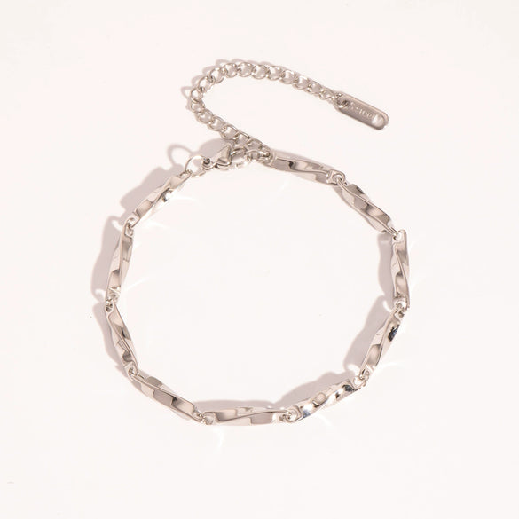 Wholesale Twist Chain Necklace Bracelet Anklet Suit In Stainless Steel With Geometric Style And Electric Polishing