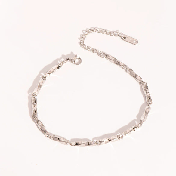 Wholesale Twist Chain Necklace Bracelet Anklet Suit In Stainless Steel With Geometric Style And Electric Polishing
