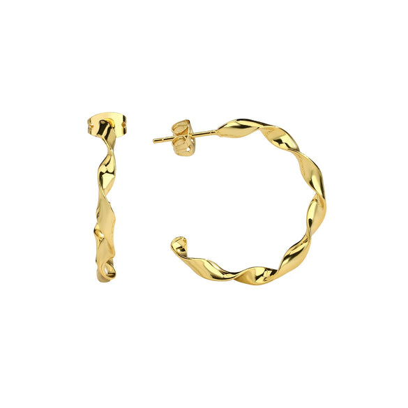 Wholesale Twist Round Wave Line C Shape Brass Gold Plated Electroplated Geometry Style Earrings For Women