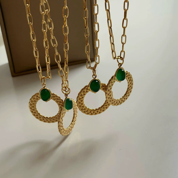 Wholesale Twist Texture Ring Pendant Necklace For Women Stainless Steel Geometric Style Electroplated