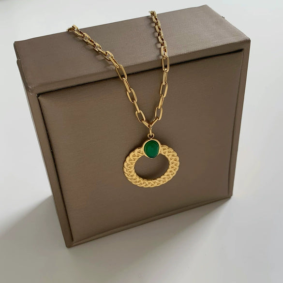 Wholesale Twist Texture Ring Pendant Necklace For Women Stainless Steel Geometric Style Electroplated