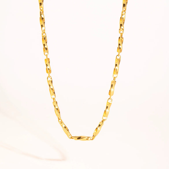 Wholesale Twisted Chain Necklace Bracelet Anklet Suit In Stainless Steel With Vacuum Real Gold Electroplating In Pvd Furnace For Women