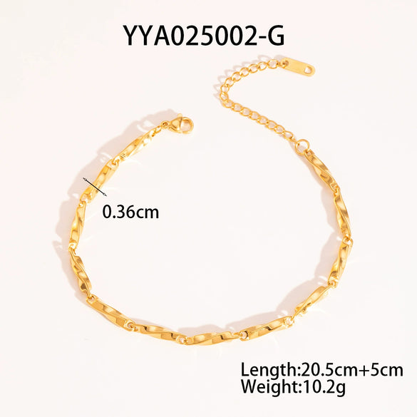 Wholesale Twisted Chain Necklace Bracelet Anklet Suit In Stainless Steel With Vacuum Real Gold Electroplating In Pvd Furnace For Women