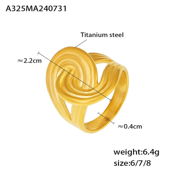 Wholesale Twisted Stripe Winding Ring 316L Stainless Steel Jewelry Electroplated Geometric Style