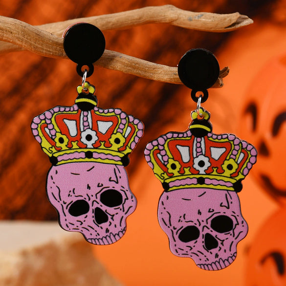 Wholesale Two Dimensional Halloween Horror Ghost Animal Funny Unisex Acrylic Earrings