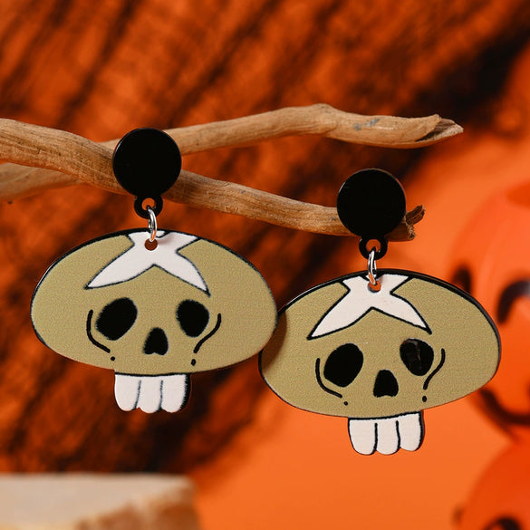 Wholesale Two Dimensional Halloween Horror Ghost Animal Funny Unisex Acrylic Earrings