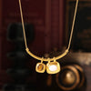 Wholesale Twocolor Asymmetric Square Pendant Necklace In Retro Style 18K Gold Plated Made Of Titanium Steel With Geometric Design And Electroplating Treatment For Women