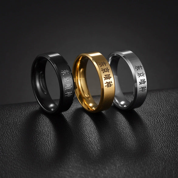 Wholesale Twodimensional Stainless Steel Ring With Letters Numbers Text Pattern And Polishing Treatment