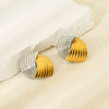 Wholesale Twotone Geometric Patchwork 18K Gold Plated Stainless Steel Earrings For Women