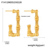 Wholesale U Shaped Bamboo Rectangular Earrings Stainless Steel 18K Gold Plated Geometric Style