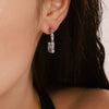 Wholesale U Shaped Bamboo Rectangular Earrings Stainless Steel 18K Gold Plated Geometric Style