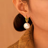 Wholesale U Shaped Ear Buckle Shijia Pearl Earrings For Women Stainless Steel Sweet Style Geometric Pattern Electroplated