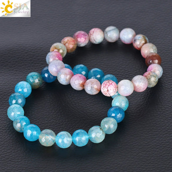 Wholesale Unisex Agate Bracelet With Dyed Natural Stone Beads And Polishing Treatment