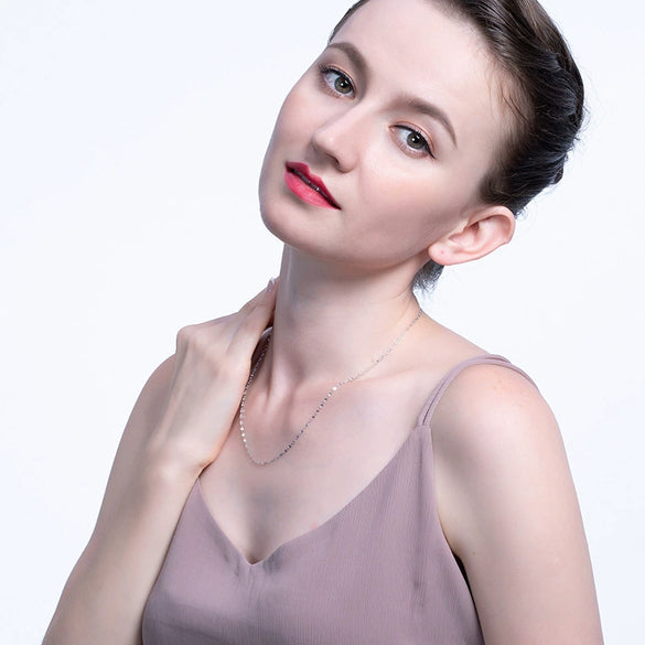 Wholesale Unisex Allmatch Geometric S925 Sterling Silver Clavicle Necklace With Electroplating Treatment