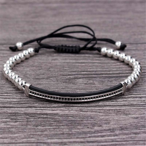 Wholesale Unisex Alloy Geometric Beads Hand Woven Bracelet With Electroplating And Microinlay
