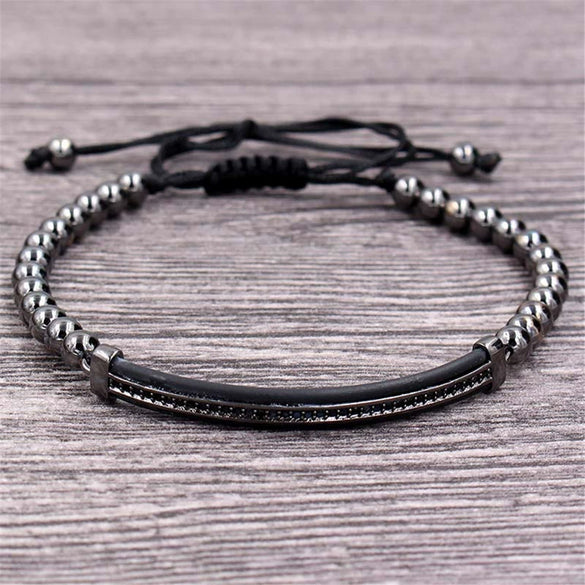 Wholesale Unisex Alloy Geometric Beads Hand Woven Bracelet With Electroplating And Microinlay