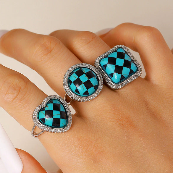 Wholesale Unisex Alloy Literary Style Geometric Pattern Drip Glaze Rings