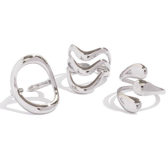 Wholesale Unisex And Women's Geometric Stainless Steel Vacuum Plated Open Rings With Ins Style