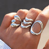 Wholesale Unisex And Women's Geometric Stainless Steel Vacuum Plated Open Rings With Ins Style