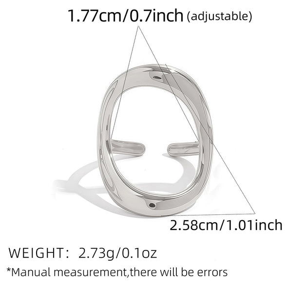 Wholesale Unisex And Women's Geometric Stainless Steel Vacuum Plated Open Rings With Ins Style