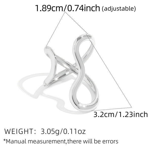 Wholesale Unisex And Women's Geometric Stainless Steel Vacuum Plated Rings With Irregular Line Design
