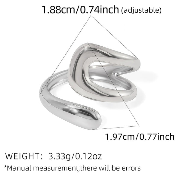 Wholesale Unisex And Women's Geometric Stainless Steel Vacuum Plated Rings With Irregular Line Design