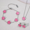 Wholesale Unisex And Women's Simple Plants And Flowers Doublesided Fiveleaf Flower Bracelet In Titanium Steel With Electroplating